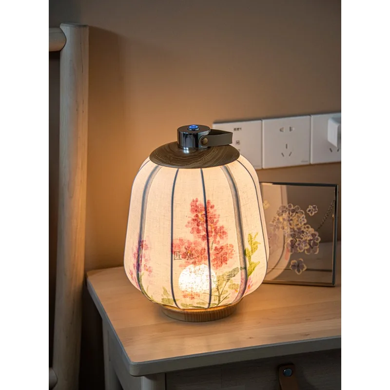 

Palace lantern new Chinese retro hand-painted table lamp bedside lamp night lamp portable hanfu photo atmosphere light