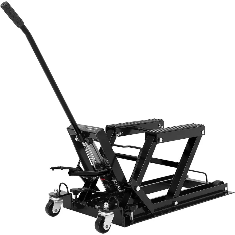 

Гидравлический подъемник для мотоцикла, емкость 1500 фунтов, ножничный домкрат для квадроцикла с регулировкой высоты 4,7-14,57 дюйма, нескользящей платформой и 360° ° Сви