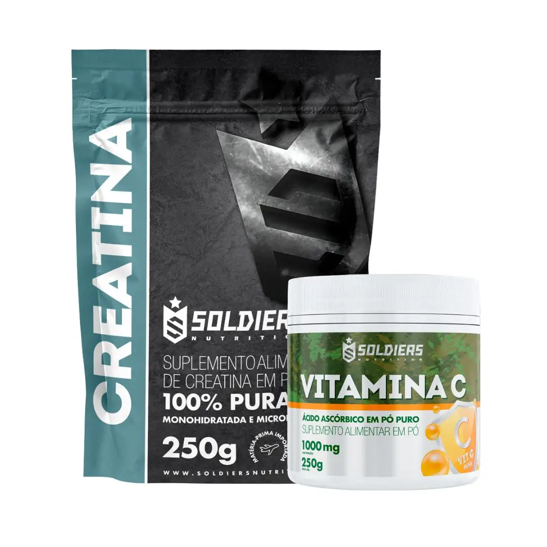 Kit: Creatine Monohydrate 250g + 250g Vitamin C Powder-Imported Pure 100%-Soldiers Nutrition