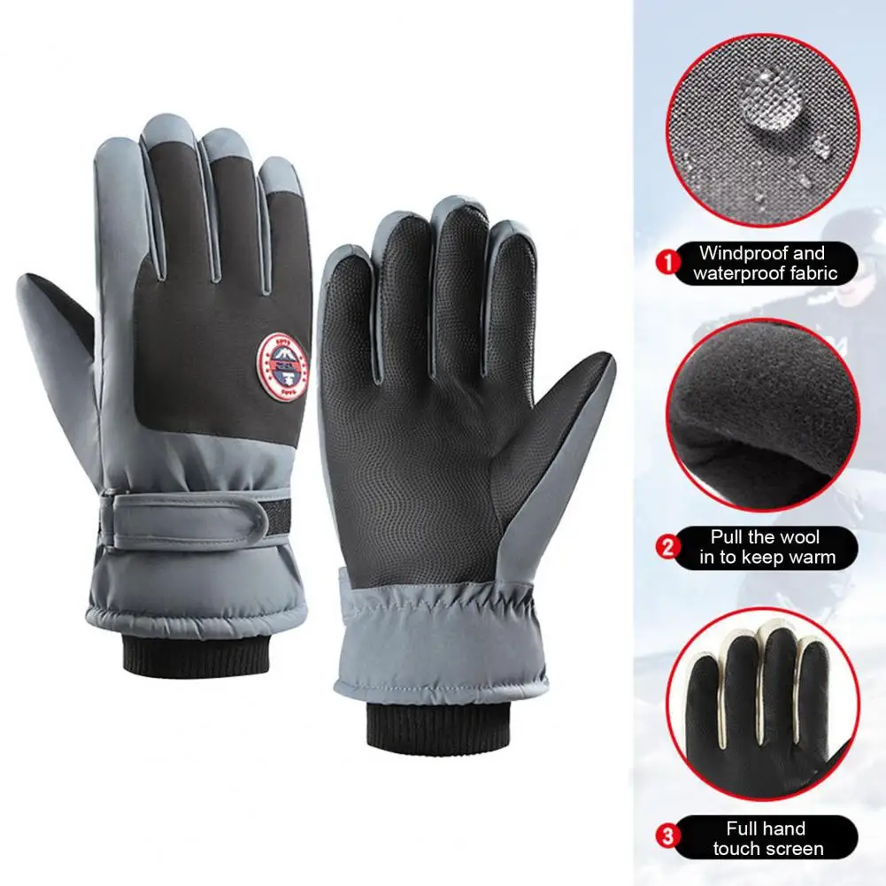 Plush Lined Gloves Grip-enhancing Gloves Winter Outdoor Sports Gloves for Women Men Touch Screen Full Finger Gloves for Running