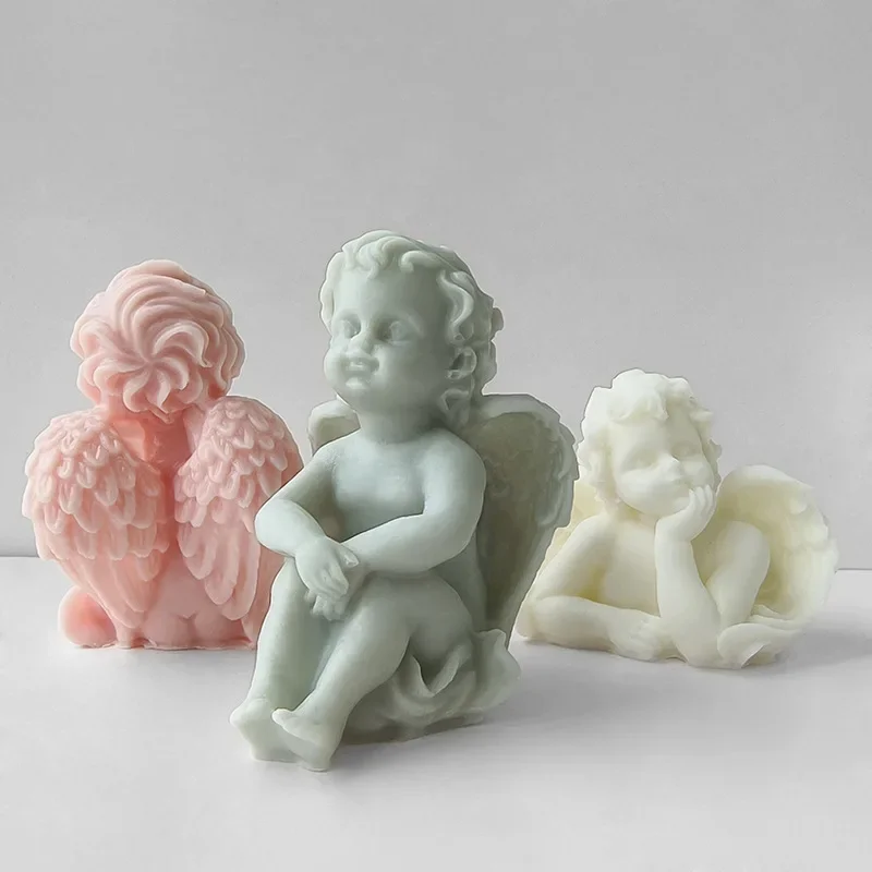 

3D Angel Baby Silicone Candle Mold Winged Angel Baby Ornament Plaster Candle Soap Resin Molds Handmade Home Decor Artifact Tools