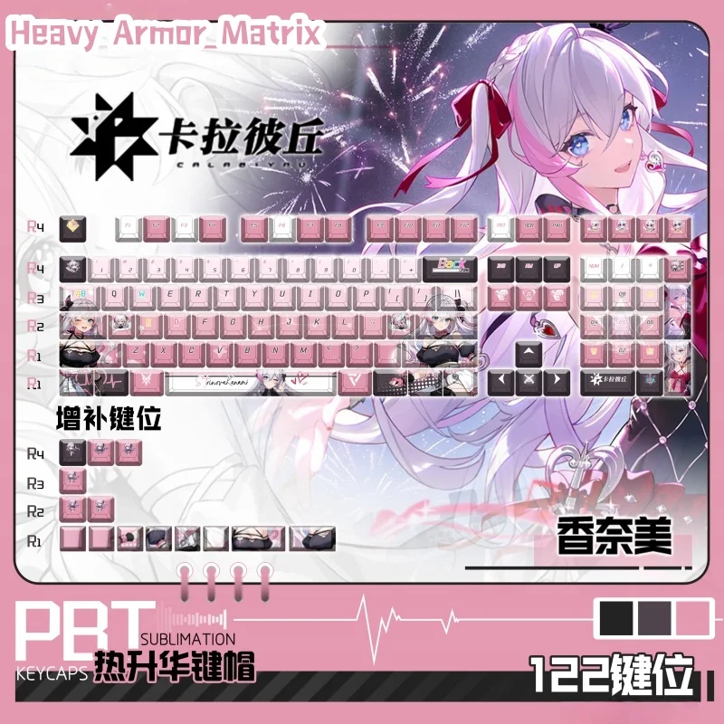 Strinova Kanami Game Themed Keycaps 120 Keys, Cherry Profile Pbt Mechanical Keyboard Anime Cartoon Cute Collection Gift Keycaps
