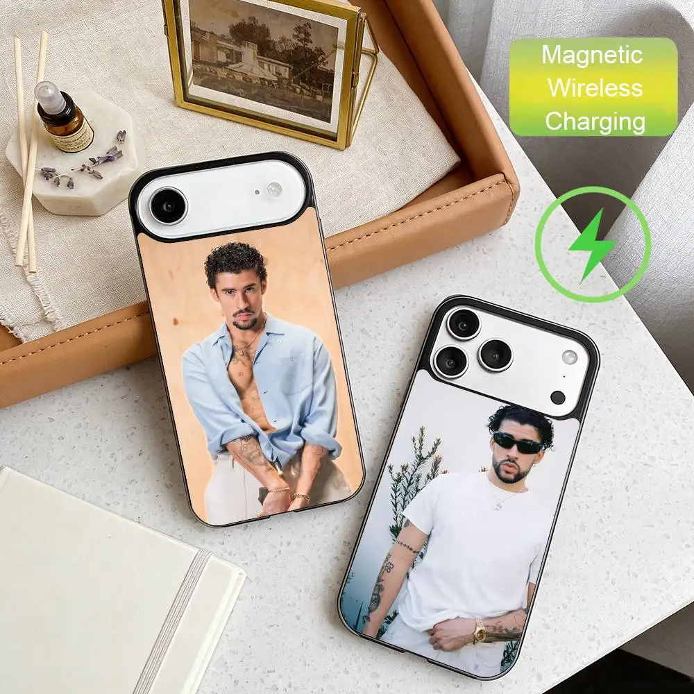 

B-Bad B-Bunny Rap Star Phone Case For iPhone17,16,15,14,13,12,11 Plus,For Magnetic Wireless Charge Cover
