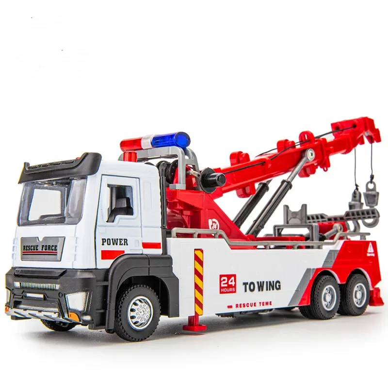 

alloy pull back engineering crane model simulation obstacle cleaning car rescue car toys wholesale