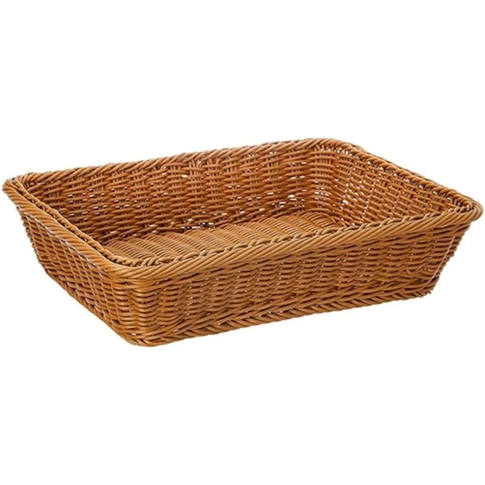 

FMURY Hand-woven Rectangular Fruit Tea Snack Bread Tray Picnic Tabletop Cosmetic Storage Box Kitchen Storage Box