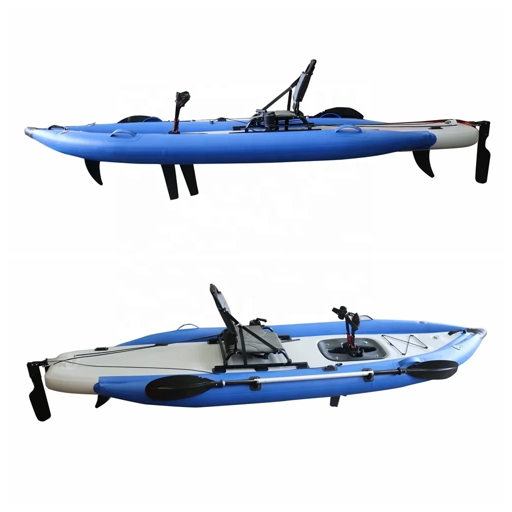 2024 Hot Sale Popular Lightweight Inflatable Fishing Pedal Kayak PVC Material 1 Person 12FT Pedal Drive Kayak for Sale