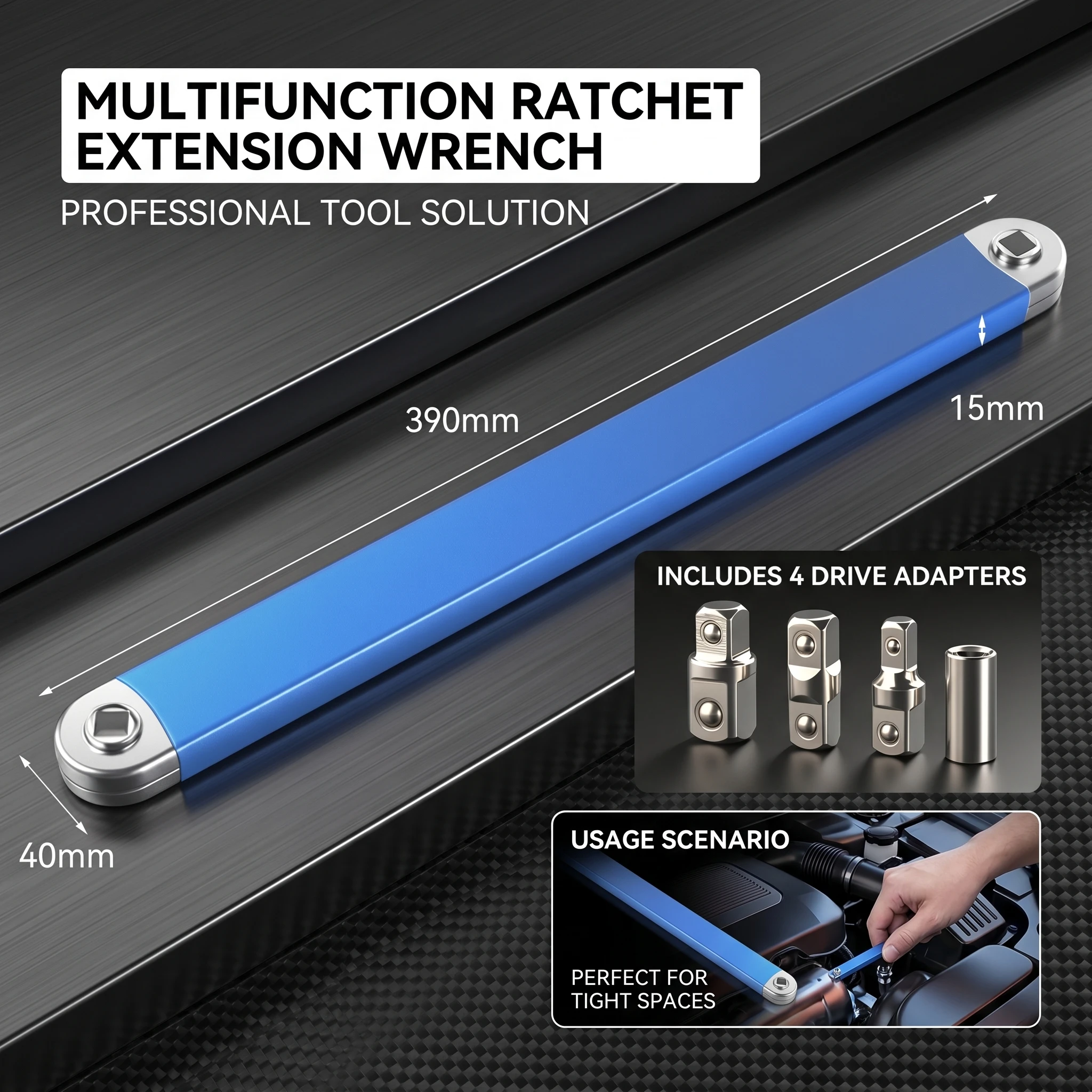 

Multi-functional Offset Extension Ratchet Wrench for Small Place 2 in 1 Impact Ready Offset Extension Wrench Set Car Repair Tool