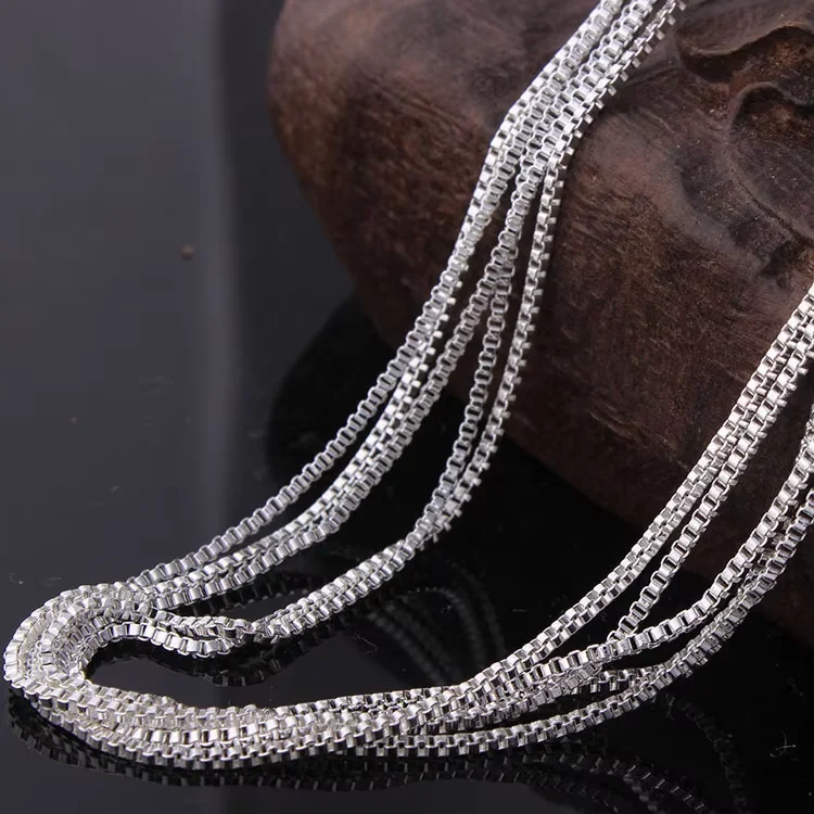 Silver Plated Box Chain For Pendant Wholesale Stock Length 16 18 20 22 24 26 28 30 Inch Fashion 12Mm Width Chain Necklace