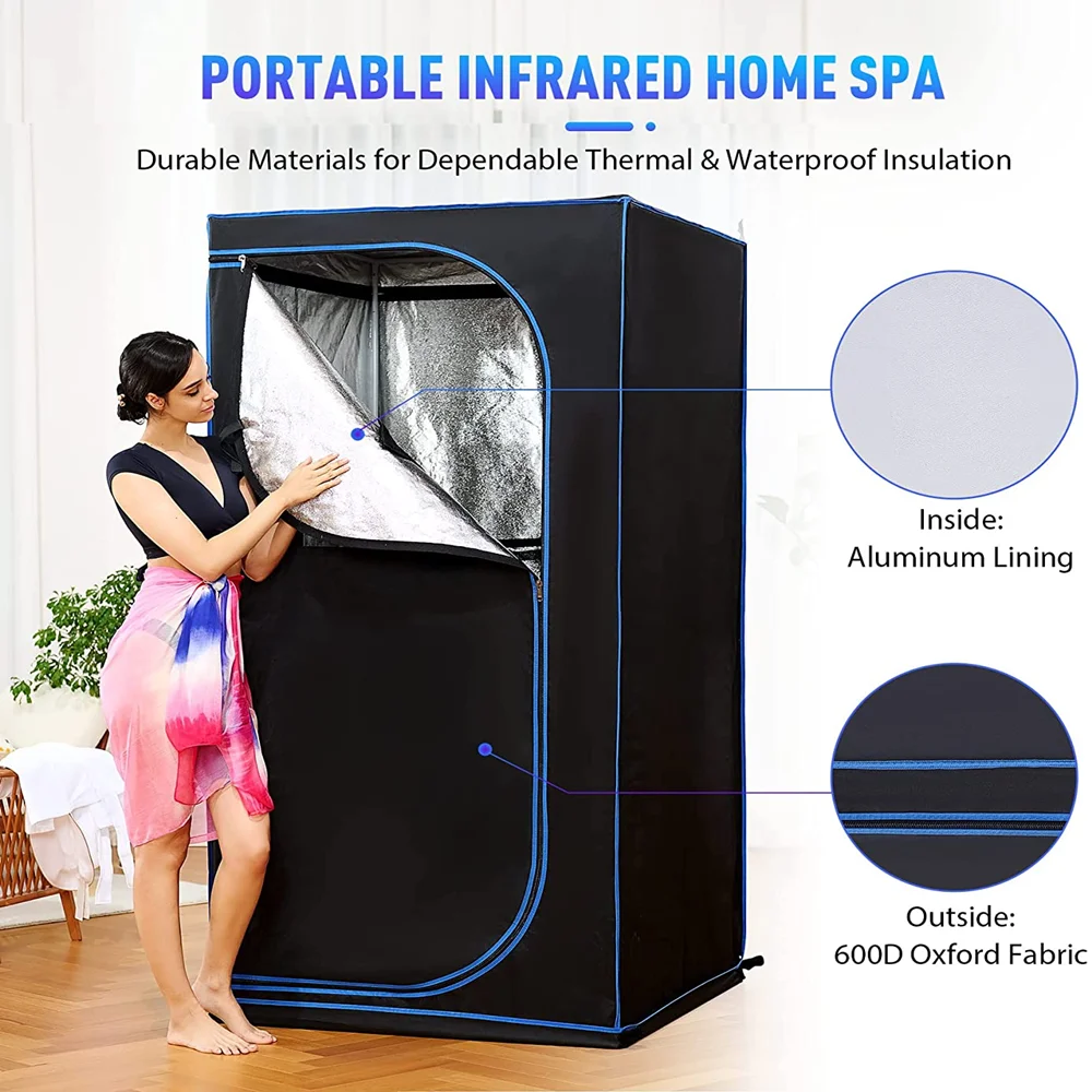 Portable Far Infrared Sauna Hot Sale Full Body Home Spa Bath with Heating Foot Pad and Fold Chair New Style