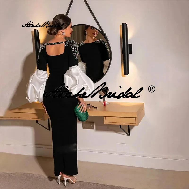 Vestidos para madre de la novia con cuentas, vestido de fiesta de manga larga acampanada, largo hasta el tobillo con abertura lateral, vestido para ocasiones especiales para mujer