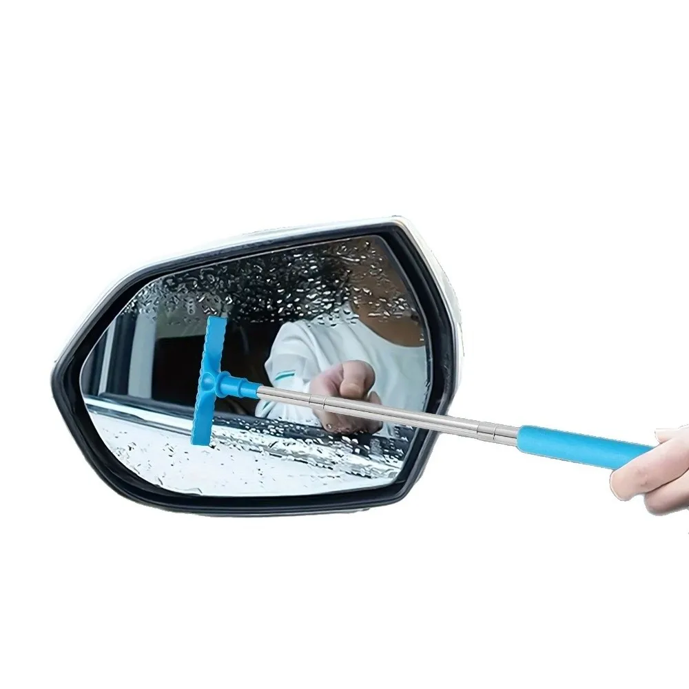 Retractable Car Rearview Mirror Wiper Stainless Steel Portable Window Cleaning Brush Handheld Glass Defogger Wiper Window Wash