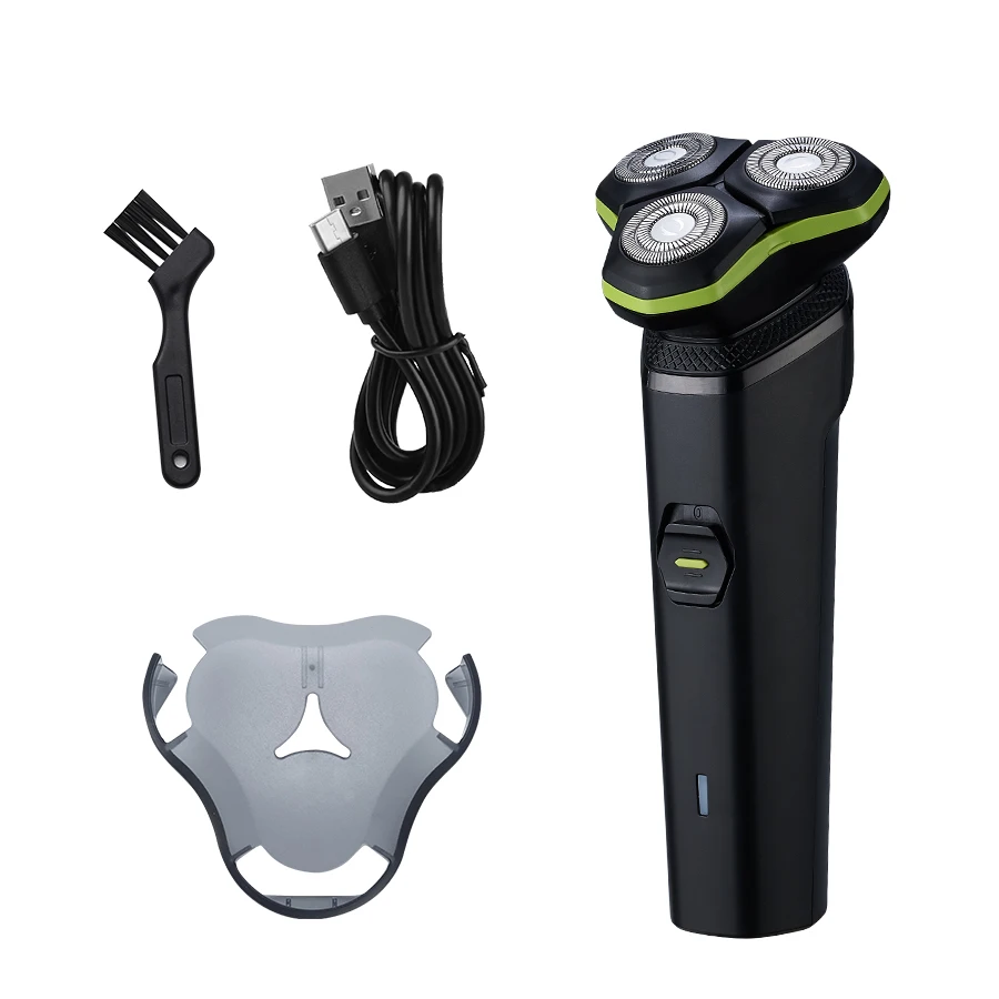 

Men's Household Electric Shaver 3D Floating Rotary Design with Three Blades Waterproof and Washable Type-C Charge Shaver