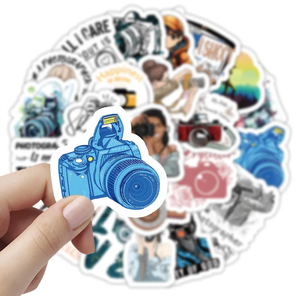 10/54 pçs fotografia hobbies dos desenhos animados adesivos câmera graffiti diy decoração portátil telefone guitarra bicicleta fotógrafo decalques brinquedos