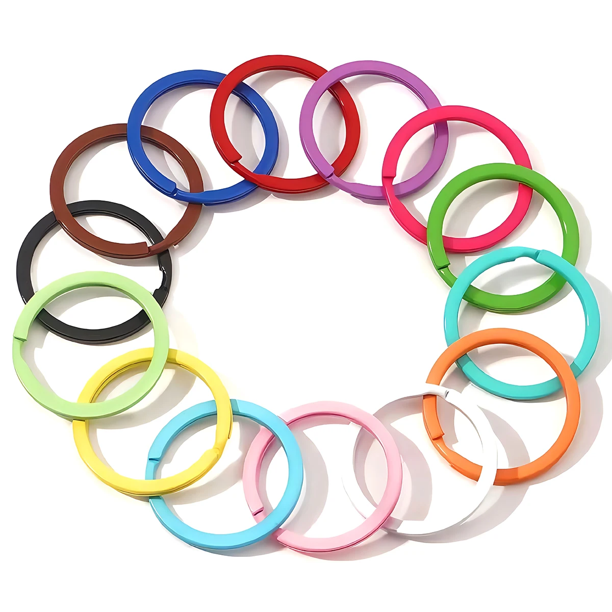 5/10 Stück Metall-Schlüsselanhänger, bunte Schlüsselringe, 25/30 mm, runde, flache Schlüsselringe für DIY-Schmuckherstellungszubehör – Detail 4