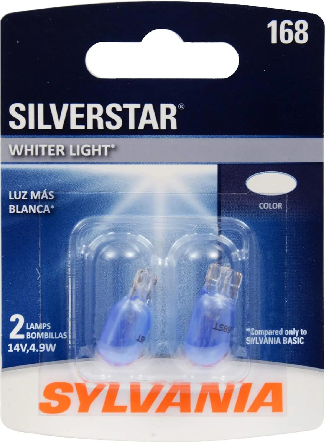 

168 SilverStar Mini Bulb - Brighter and Whiter Light, Ideal for Interior Lighting, Center High Mount Stop Light (CHMSL), and mor