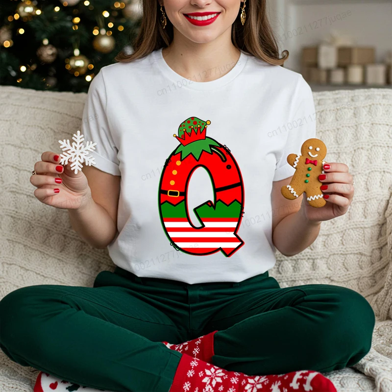 2026 New Xmas Matching Family Pajamas Santa Alphabet Print Christmas Party Outfits for Parents Kids Holiday Vacation Gift Idea