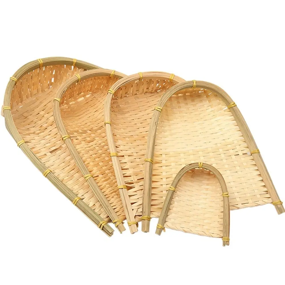 Lightweight Practical Drying Tasteless Trendy Handwoven Kitchen Supplies Vegetable Storage Tray Bamboo Basket Dustpans