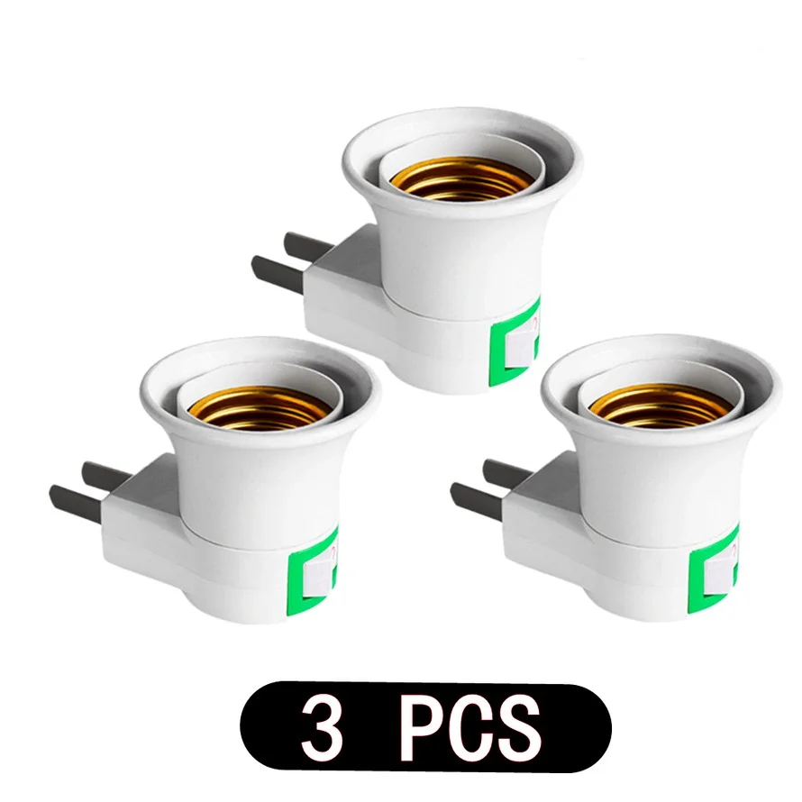 1-3PCS E27 LED Light Socket  White Lamp Holder To EU Plug/US Plug Holder Adapter Converter ON/OFF for Bulb Lamp