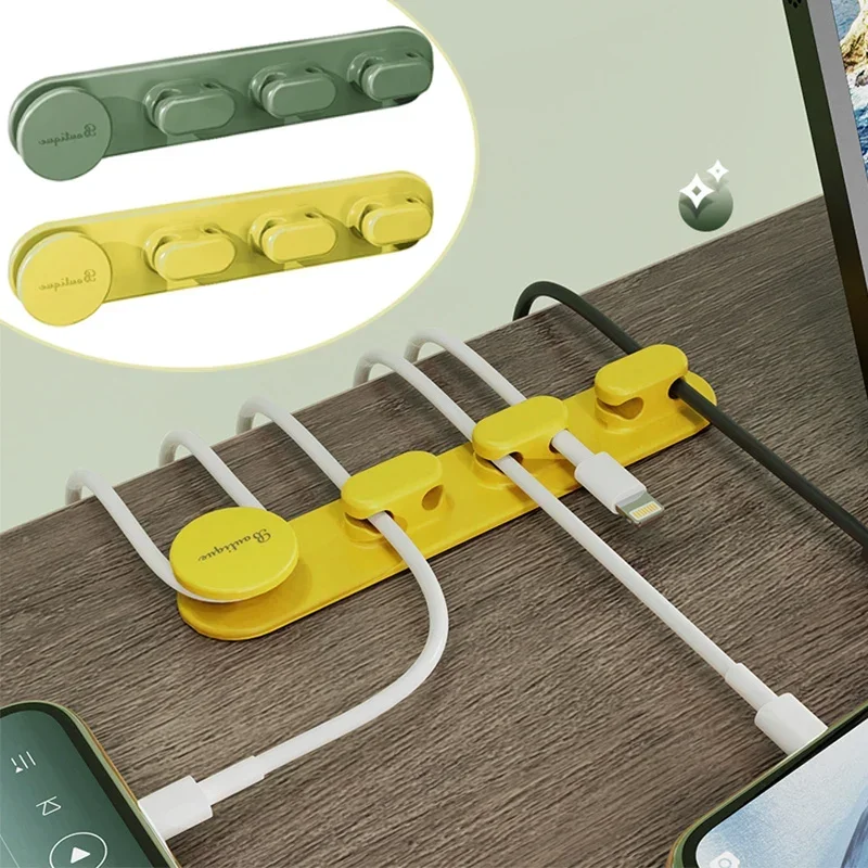 منظم كابل بيانات سيليكون ذاتي اللصق ، مشبك محور الشحن ، لفاف سطح المكتب ، مشبك لف الكابل الثابت