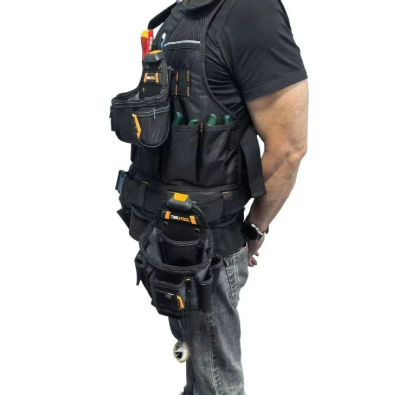 TOOLSTACK Heavy Construction Vest High Quality Toolkit Pouch Durable Work Vest Adjustable Buckle Multifunctional Tactical Vest