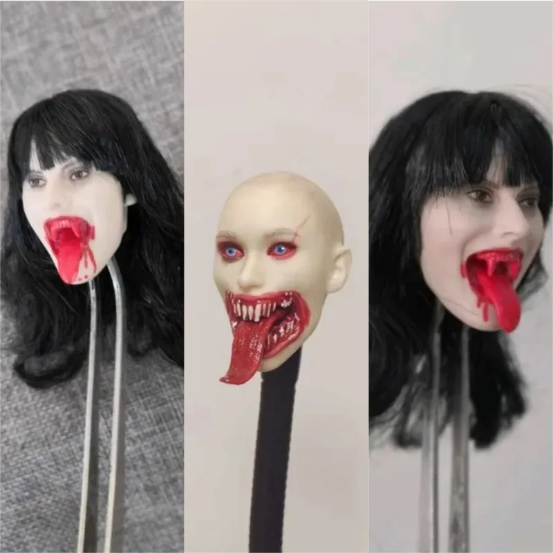 

1/6 Scale Horror Movie Character Expression Head Terror Female Head Carving Fit 12'' Action Figures Pale Skin Body Doll DIY