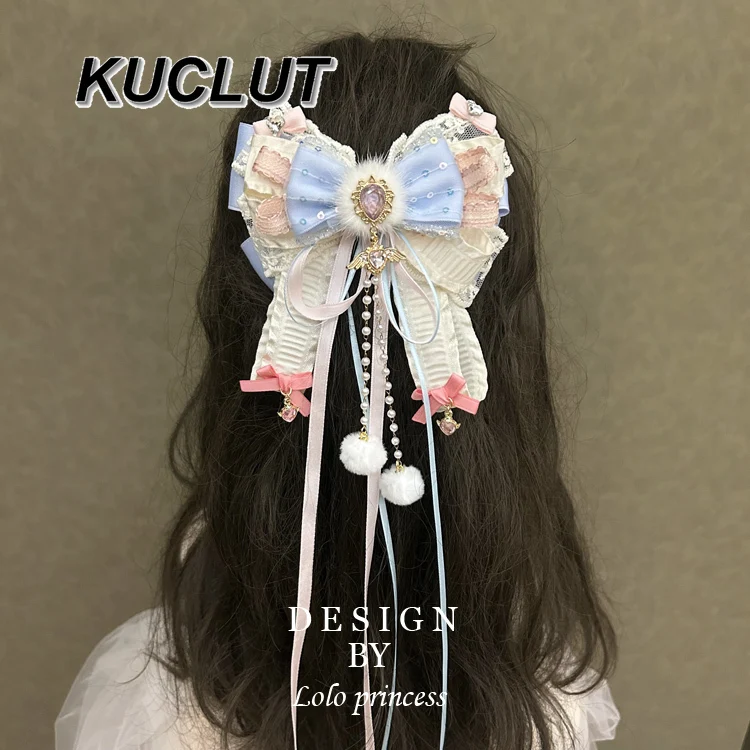 Accesorio de Cosplay para niña, accesorios para el cabello de moda Lolita para mujer, tocado nuevo dulce y bonito, pinza para el pelo con lazo hecha a mano