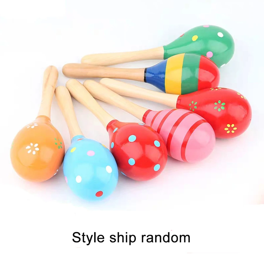1pcs Wooden 2 Sizes Available Sand Hammer Children Early Educational Toys Musical Instrument Toys style ship random