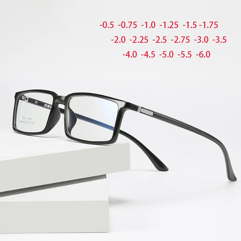 

Anti-blue Light Square Prescription Eyeglasses Women Men TR90 Myopia Lens Optical Spectacle myopes Lunettes 0 -0.5 -0.75 To -6.0