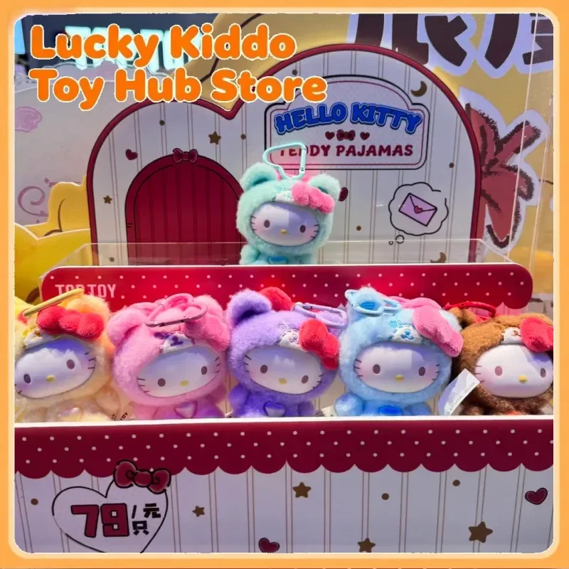 

Новинка 2025, оригинальная серия Hello Kitty Teddy, одежда для сна, модная слепая коробка, игрушки, коллекционные куклы Kawaii, брелок, подвеска, Mystery Box