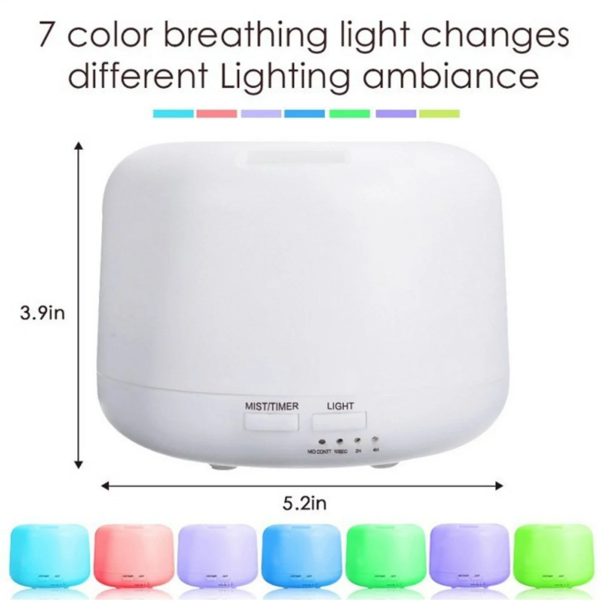 300ML Essential Oil Diffuser, 7 LED Color Changing Lights, With Remote Control, Condensing Smoke Aromatherapy Air Humidifier, Co