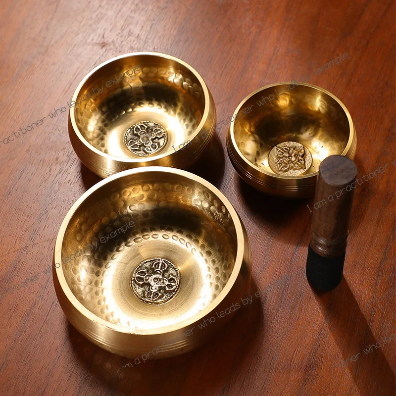 Nepalese sound bowl Cross pestle Handmade singing Buddha Yoga bowl Sanskrit Meditation Bronze chime ornament