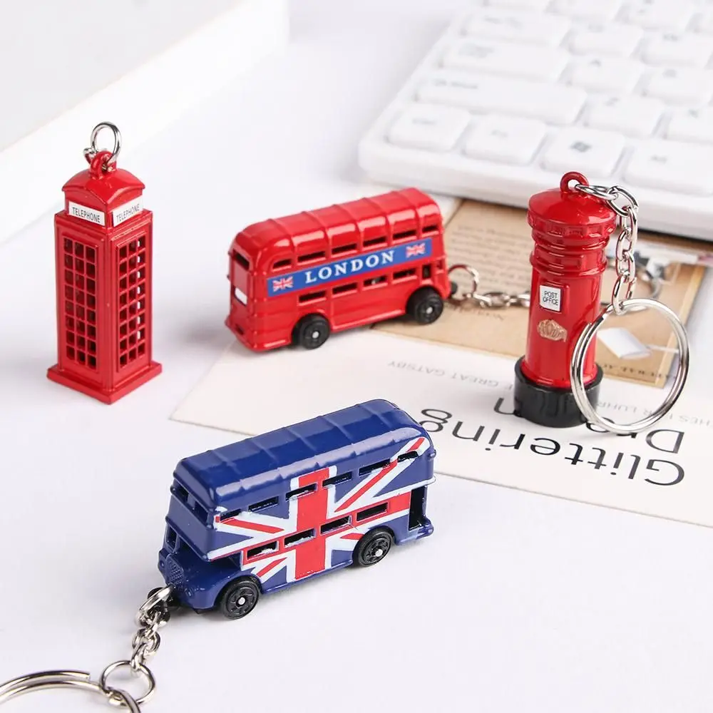 Souvenir Pendant Mail Box London Bus Red&Blue Telephone booth Fashion Accessories Jewelry Key Chain Key Ring