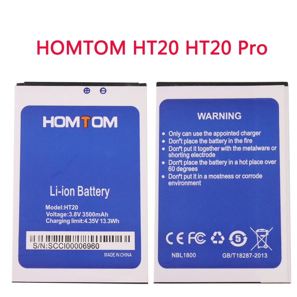 

100% New 3500mAh High Capacity HOMTOM HT20 Battery For HOMTOM HT20 Pro Replacement Backup Battery Batteries