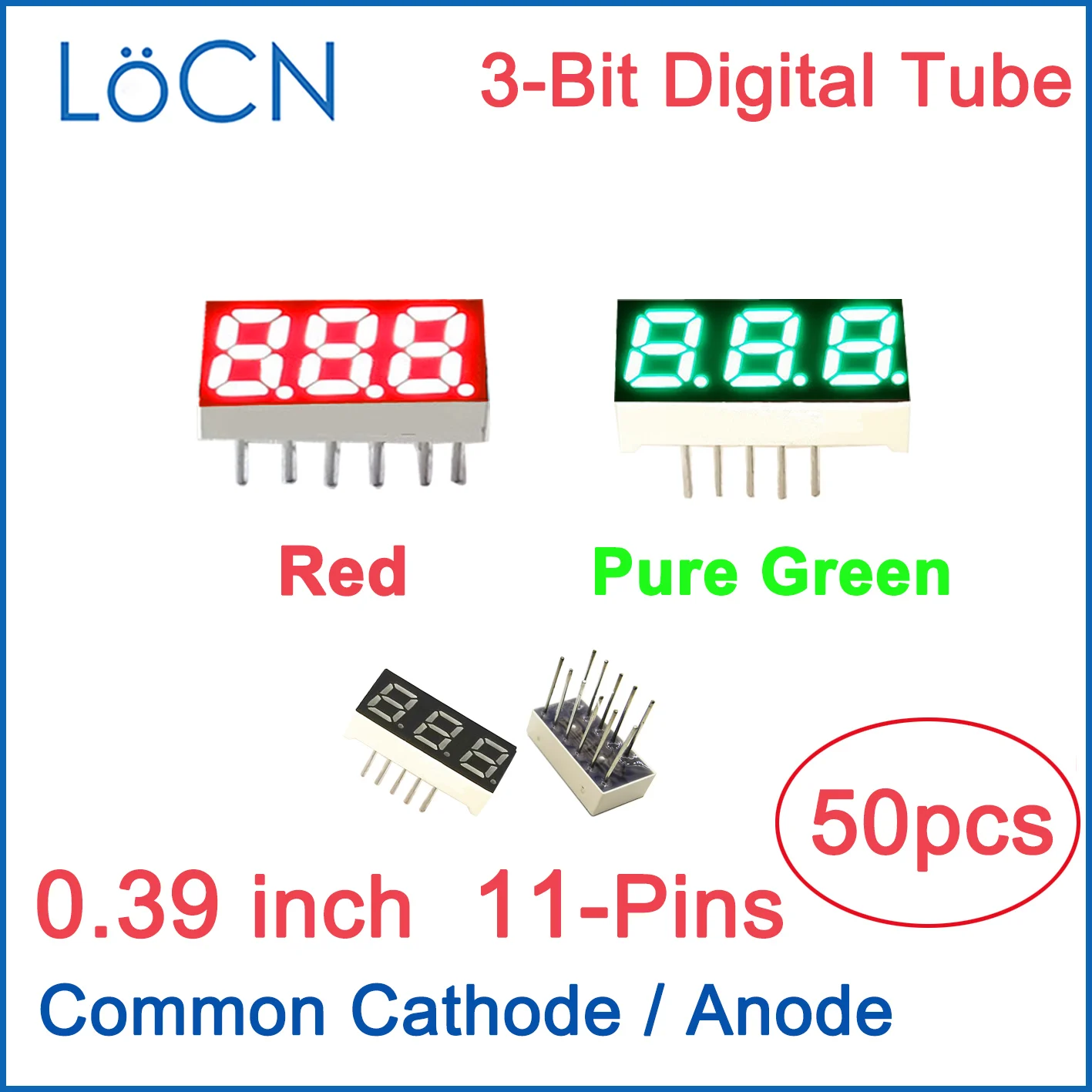 0.39 بوصة شاشة LED أنبوب رقمي 3 بت 3 بت أحمر أصفر أبيض أزرق أخضر الكاثود المشترك الأنود عالية مشرق ساعة عرض 50 قطعة #1