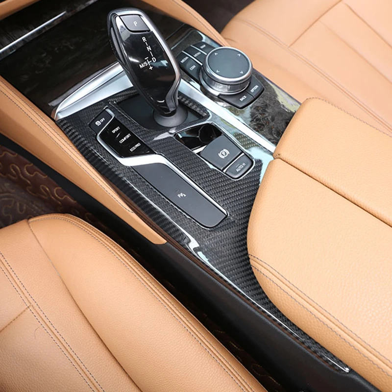 Real Carbon Fiber Central Control Mode Gear Panel Decorative Cover For BMW 5 Series G30 2018-2022 Interior Car Accessories LHD