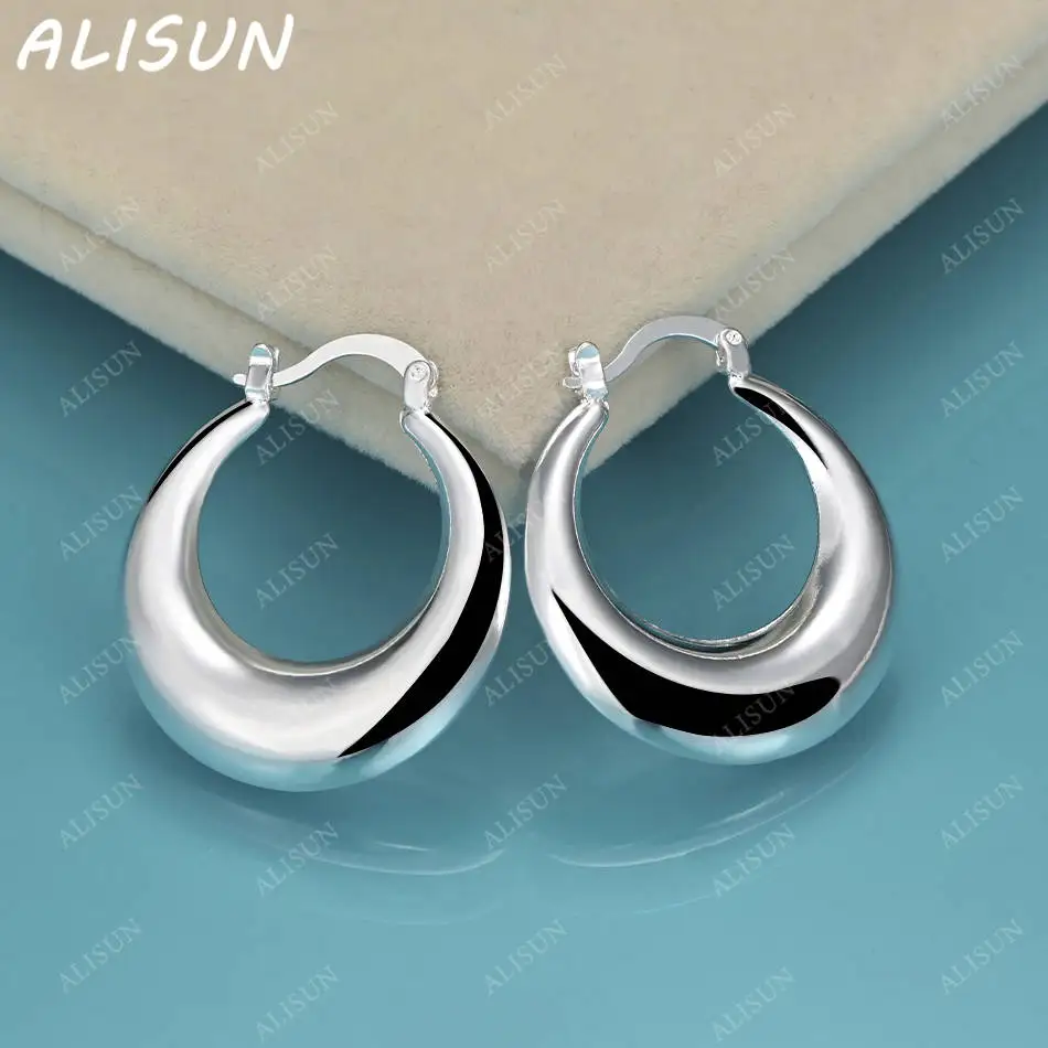 

ALISUN 925 Sterling Silver Water Drop Hoop Earrings Grace Jewelry Trend Fashionable Birthday Party Gifts
