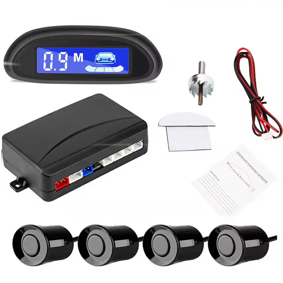 Комплект парковочных датчиков Parktronic с ЖК-дисплеем и подсветкой, система радарного мониторинга заднего хода, 4 датчика, 22 мм, 12 В