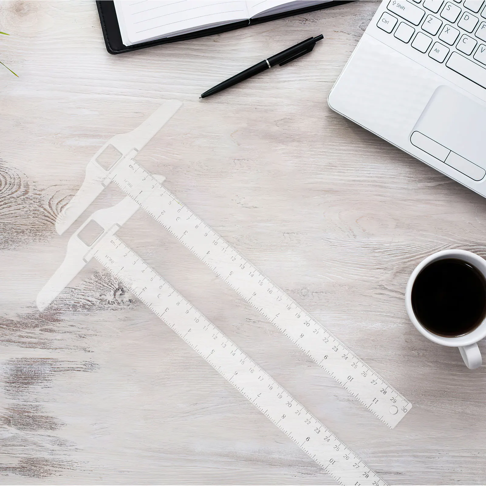 

2Pcs 30cm T Shape Ruler Sturdy No Edges Double Sided Centimeter Scale for Drafting Engineering and Artwork T Shape Ruler
