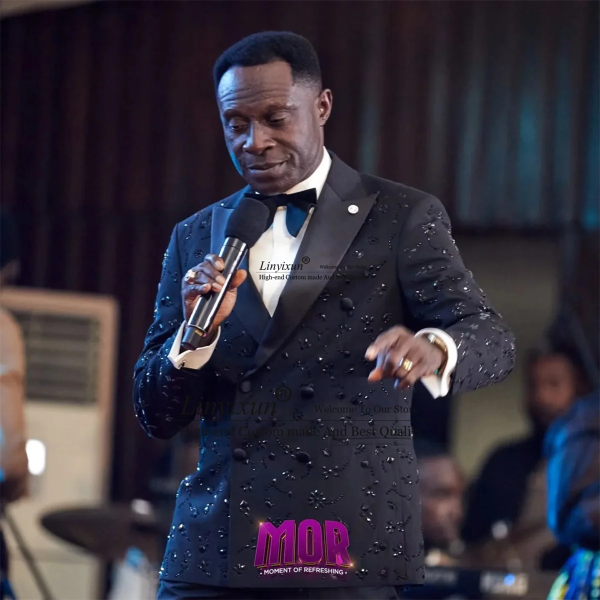 

Sparkling Diamond Crystals Men Suits 2 Pieces Tuxedos Set Wedding Party Outfits Customized Slim Fit Blazer robe mariage femme