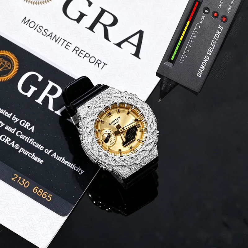 Luxurious S925 Silver and Moissanite Paved Bling Iced Out Thorns Watch Cases for Men Hip Hop Rapper Jewelry For GA2100GB Watch