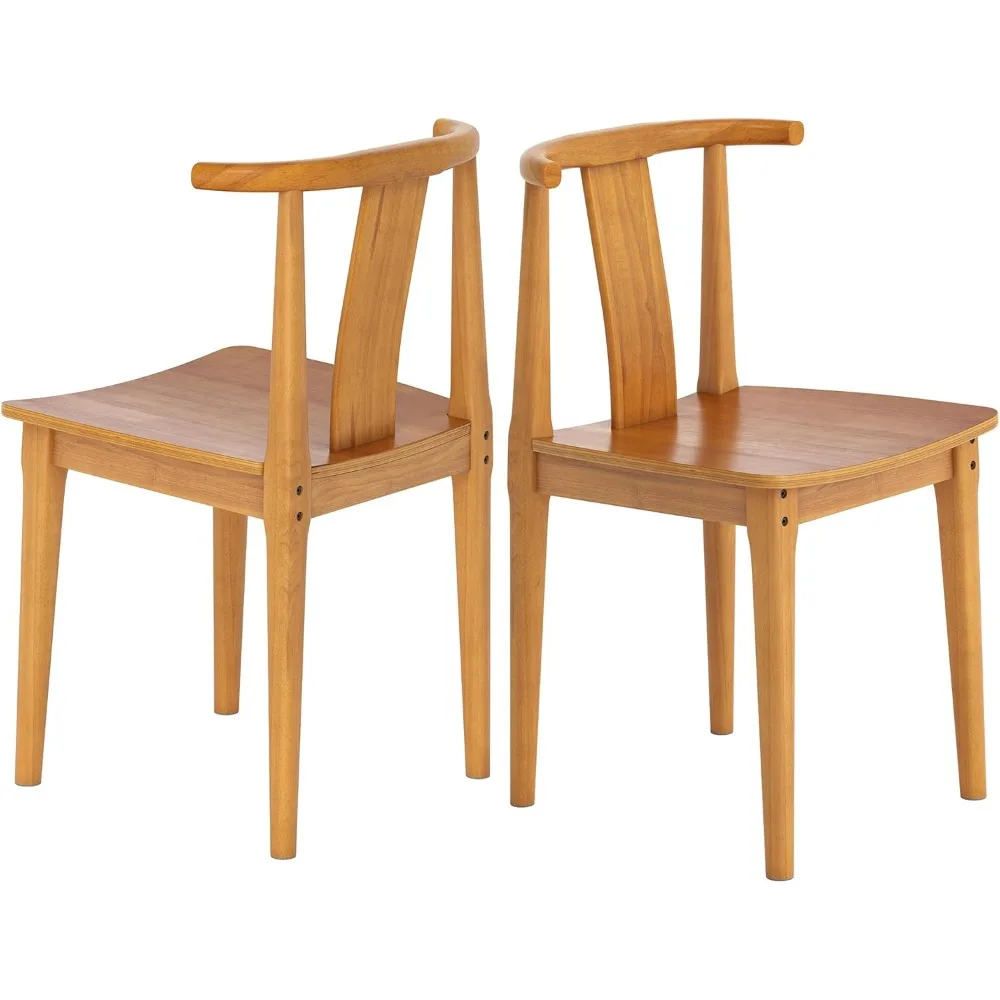 

Wood Dining Chairs Set of 2, Farmhouse Kitchen Chairs with Curved Back Mid Century Wishbone Dining Chairs for Dining Room/Kitche