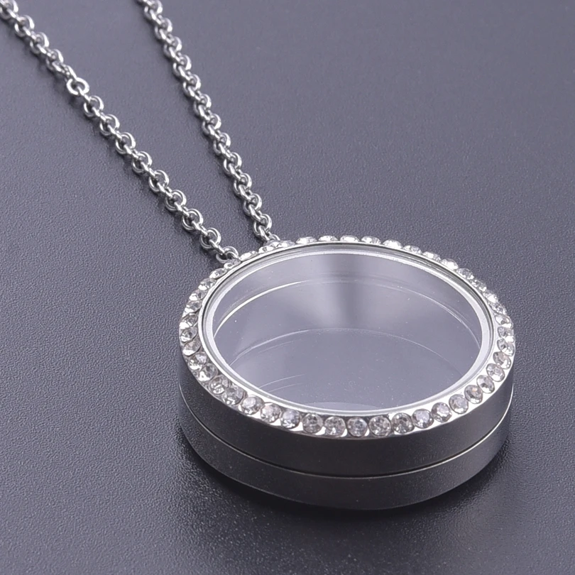 30mm Round Glass Twist Locket Pendant Necklaces For Women Men Accessories Silver/Gold/Rose Gold Color Stainless Steel Necklace