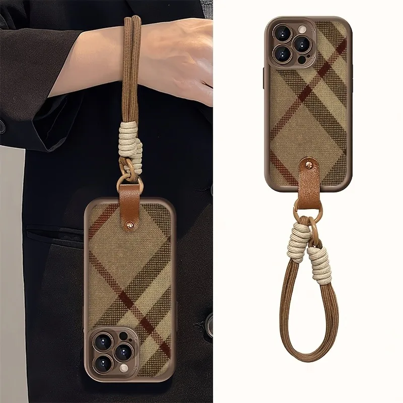 Braun gestreiftes Lanyard-Seil-Handy-Case für Samsung Galaxy Note 20 S24 S22 S23 S25 S26 Plus S24 FE S23 S24 S25 Ultra Cover – Detail 3