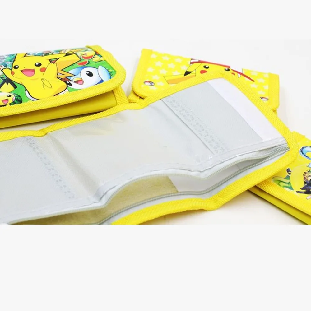 Cartera de Pokémon para niños, cartera con personaje de Pikachu de tres pliegues, cartera corta, bolso de tarjeta, Cartera de dibujos animados cero,