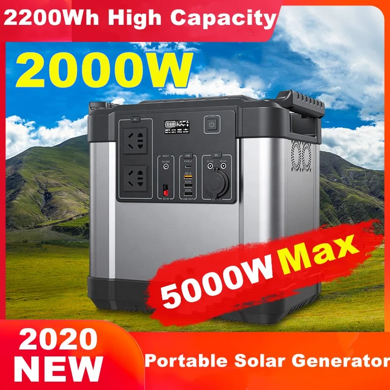 

Solar Energy Generator 110V 220V 2000W 600000mAh LiFePO4 Battery QC3.0 AC 12V Power System Portable Generators with Solar Panels