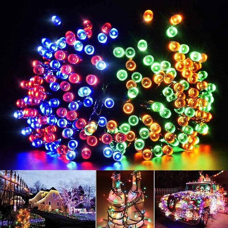 12M 8 Modes Solar String LED Fairy Lights Garland Festoon Outdoor Sunlight Powered Waterproof Lamps Christmas Garden Party Decor