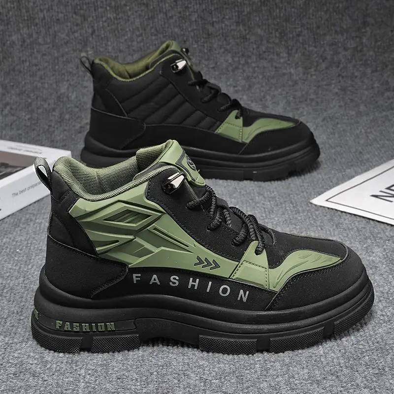 

Casual shoes men 2025 autumn and winter thick soled workwear boots trendy sports shoes men