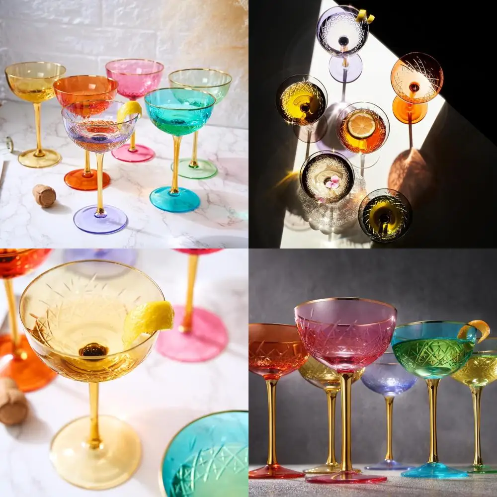 

Набор коктейльных бокалов для шампанского и мартини в стиле ар-деко, 6 шт., классическая посуда на 7 унций для Манхэттен, Космополитического и другого