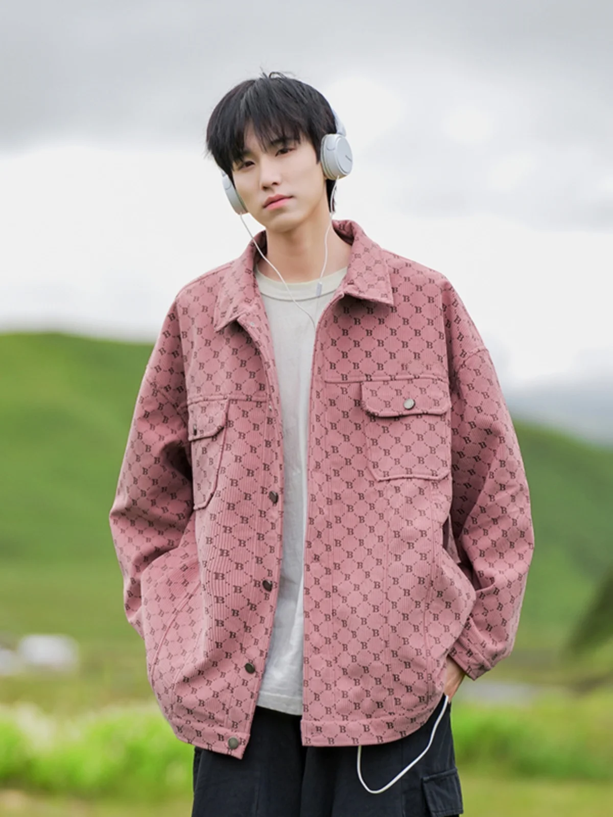 

Pink Men's Jaet Spring Autumn 2024 Trendy Brand Haome High-End Feel Stand Collar Baseball Sle American Flight Jaet