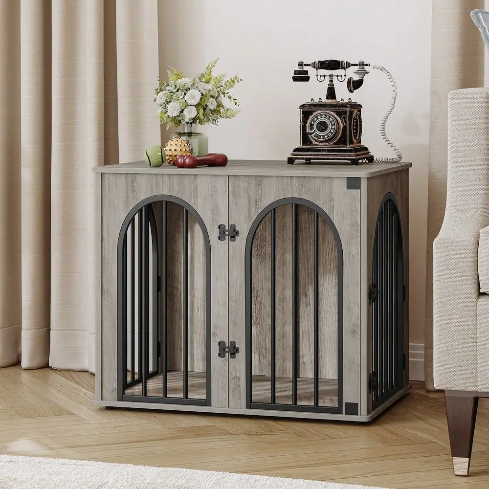 

26.8 31.5 L Wooden Dog Crate Furniture, Indoor Dog Kennel Dogs Cage For Small Dogs, Heavy Duty Dog Crates Decorative Pet House